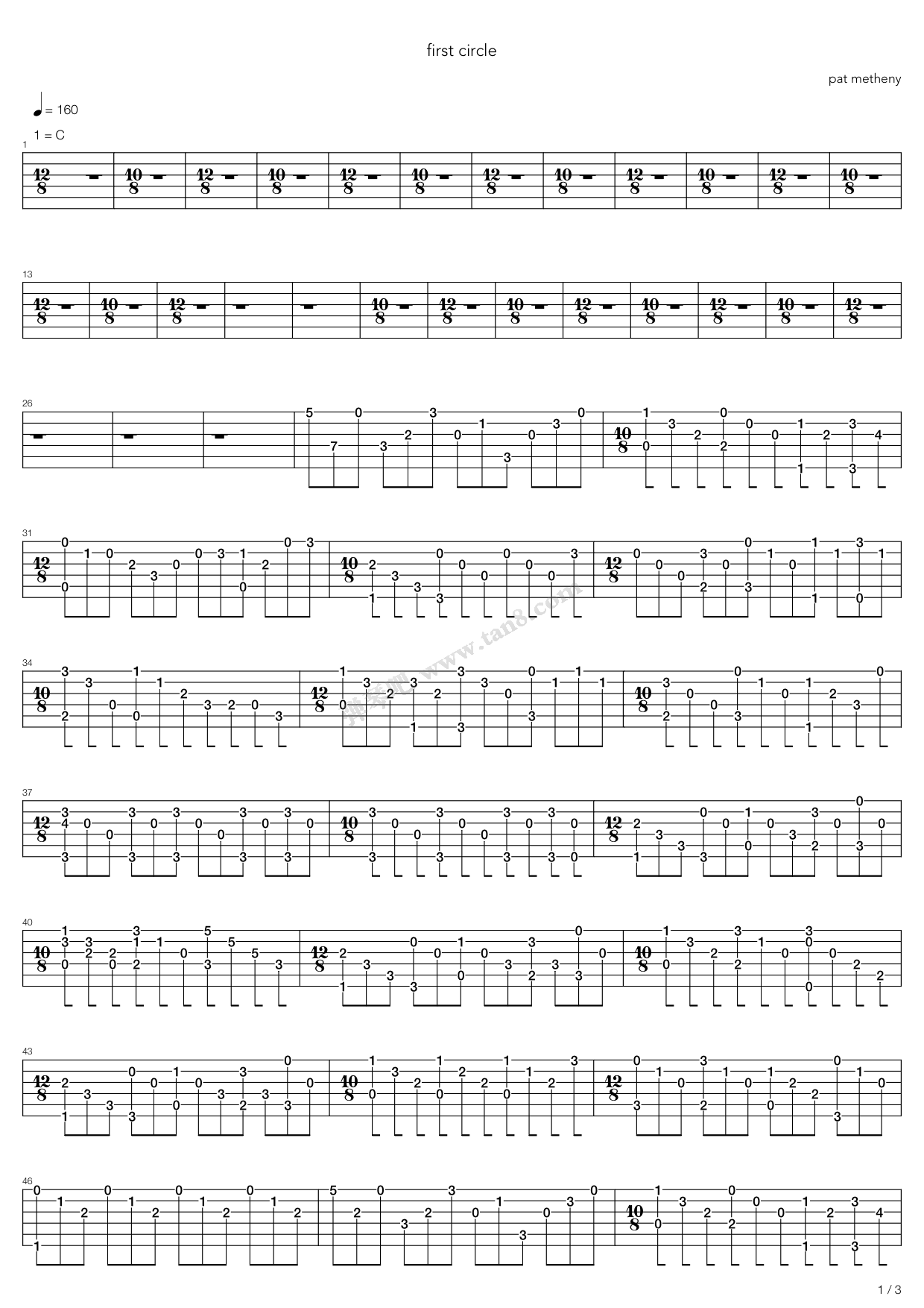 《First Circle》吉他谱-C大调音乐网