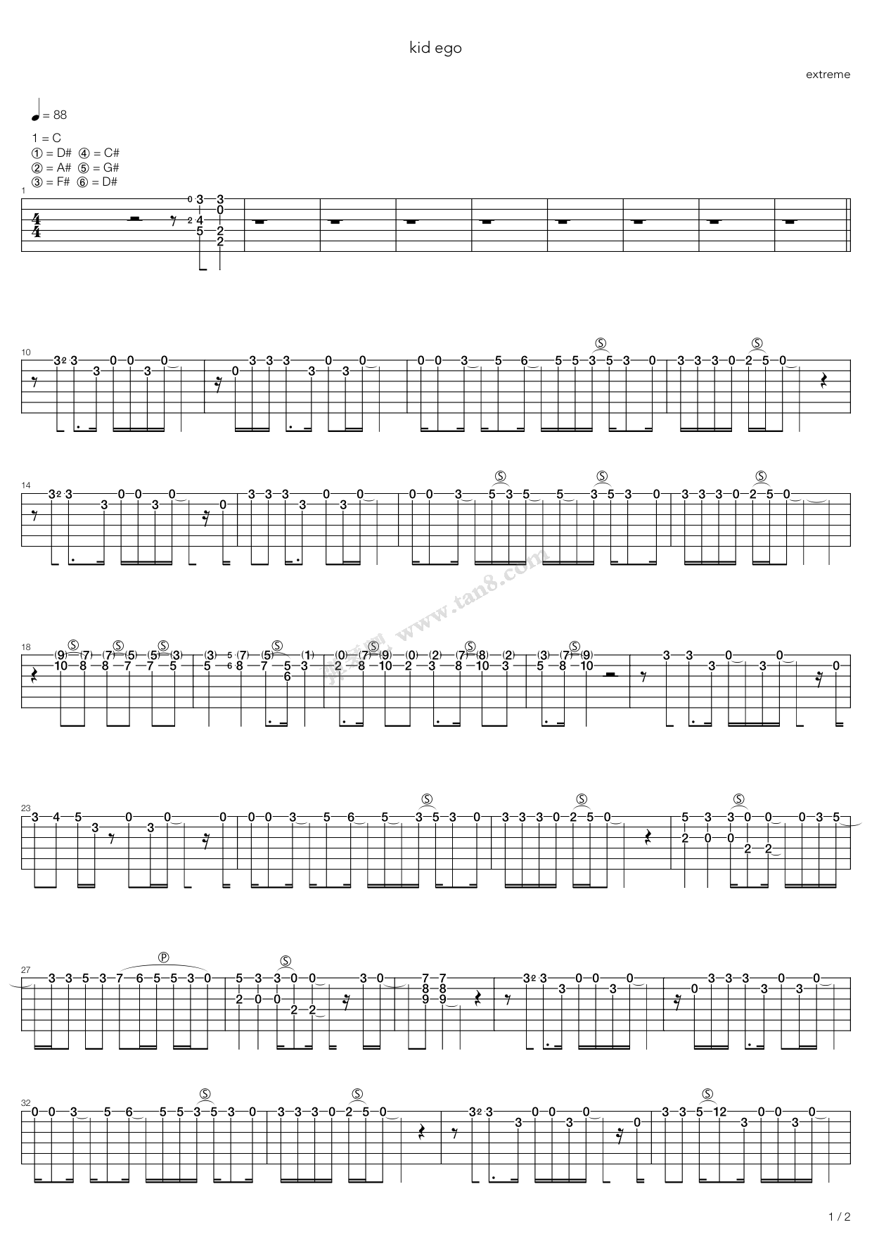 《Kid Ego》吉他谱-C大调音乐网