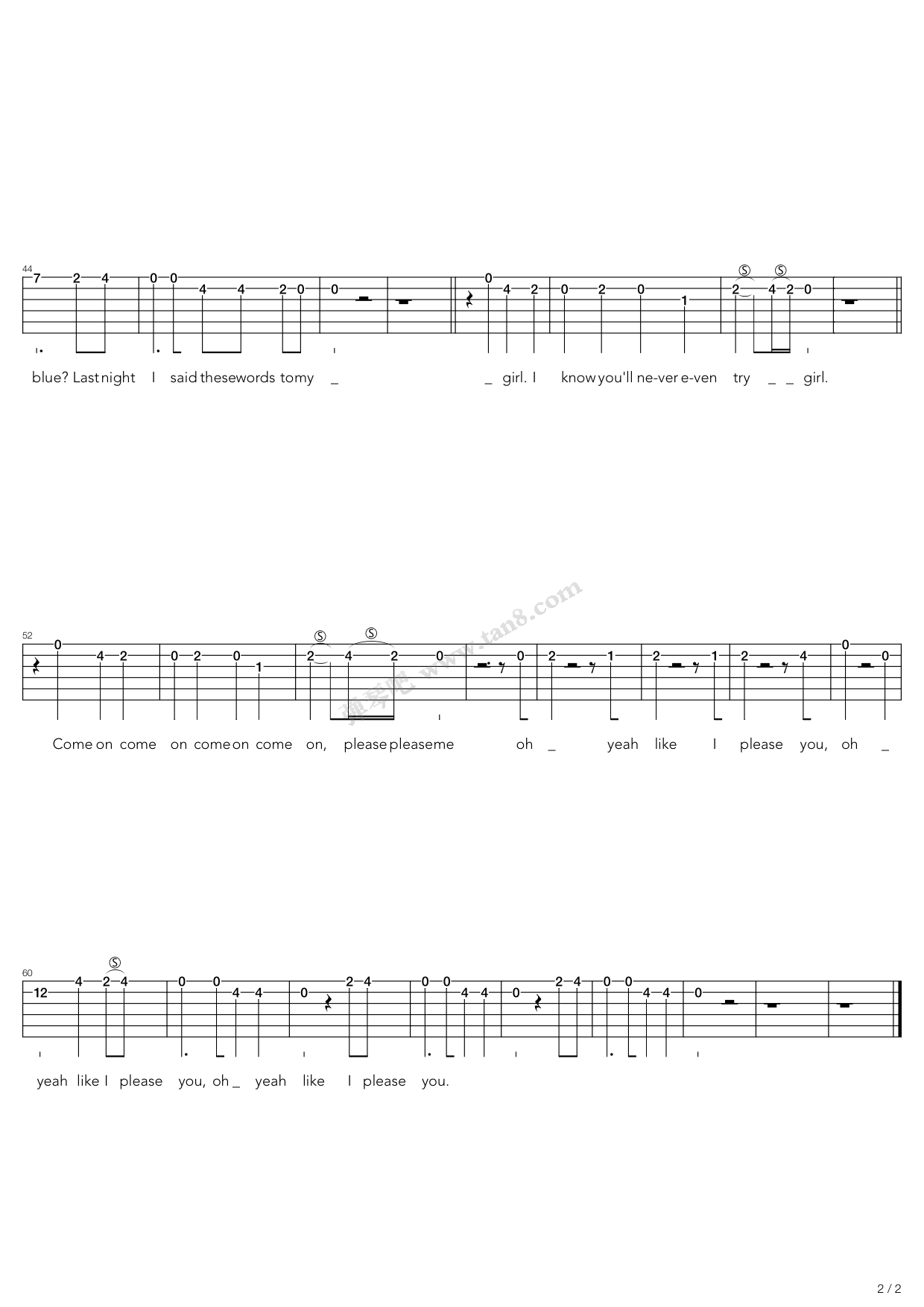 《Please Please Me》吉他谱-C大调音乐网