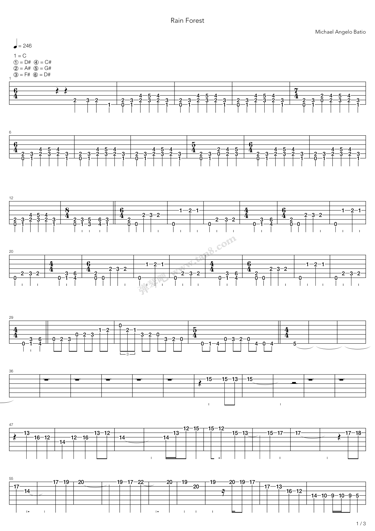 《Rain Forest Part 1》吉他谱-C大调音乐网
