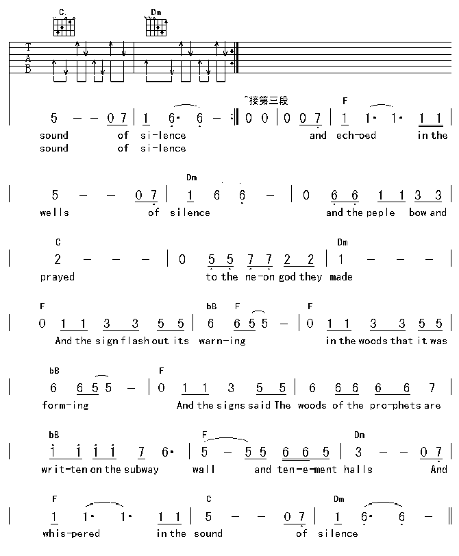 《thesoundofsilence-寂静之声》吉他谱-C大调音乐网