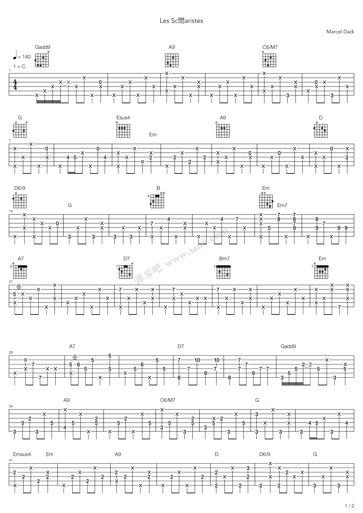 《Les Scenaristes》吉他谱-C大调音乐网