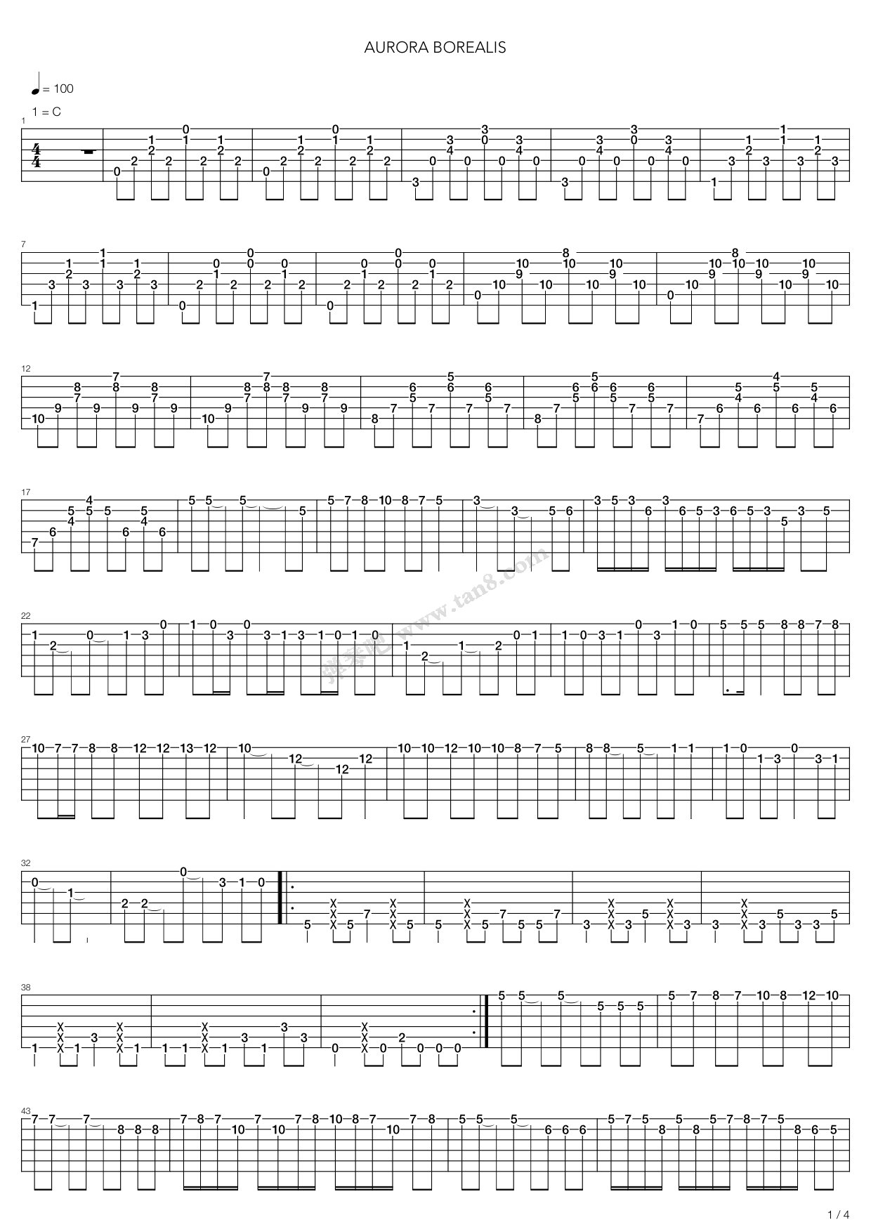 《aurora_borealis》吉他谱-C大调音乐网