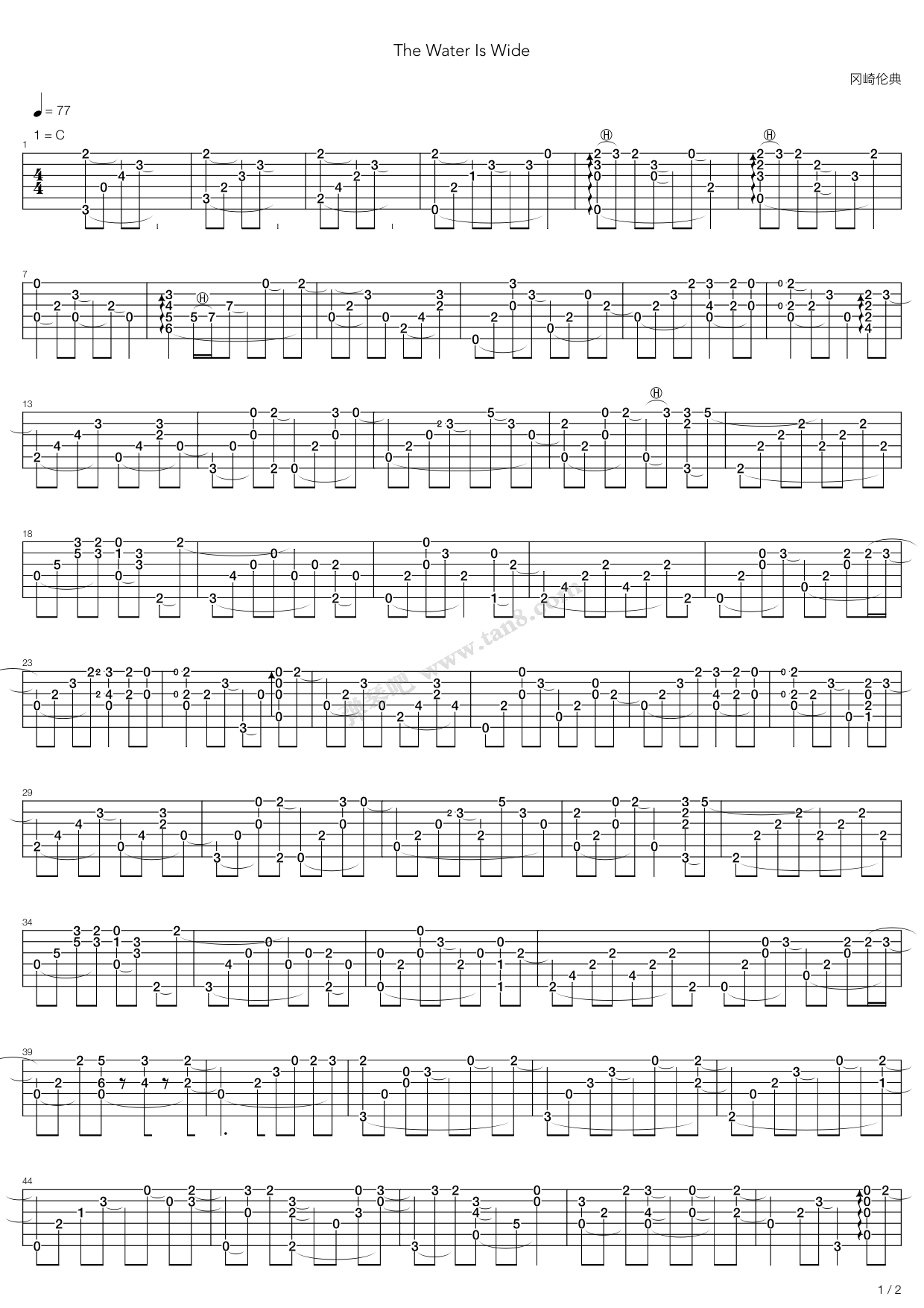 《The Water Is Wide》吉他谱-C大调音乐网