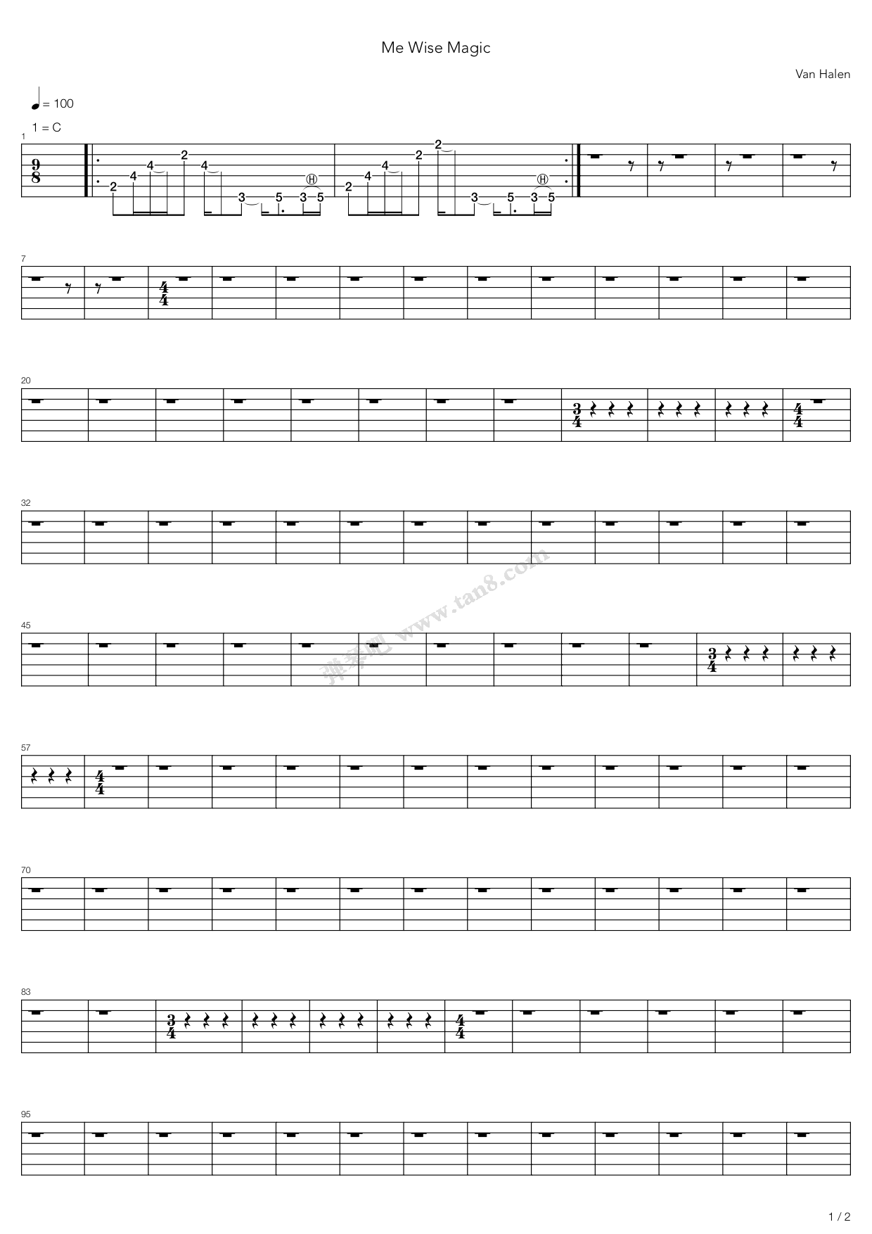《Me Wise Magic》吉他谱-C大调音乐网
