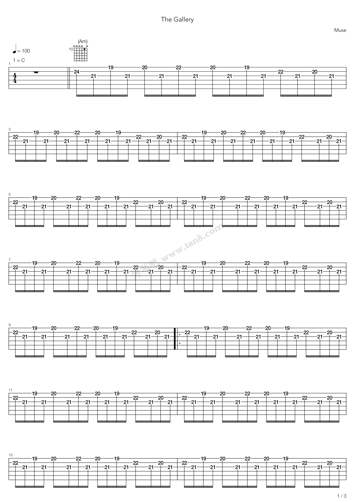 《The Gallery》吉他谱-C大调音乐网