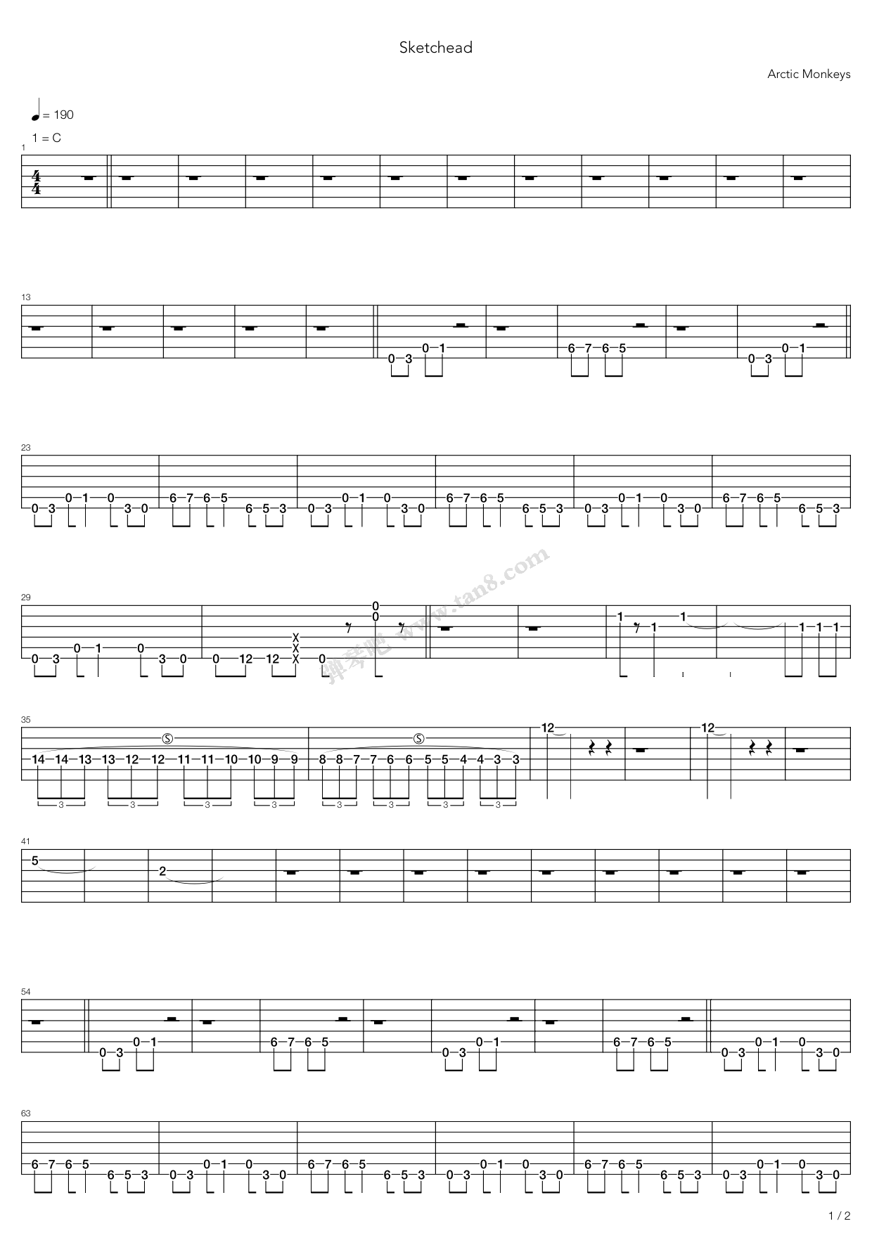 《Sketchead》吉他谱-C大调音乐网