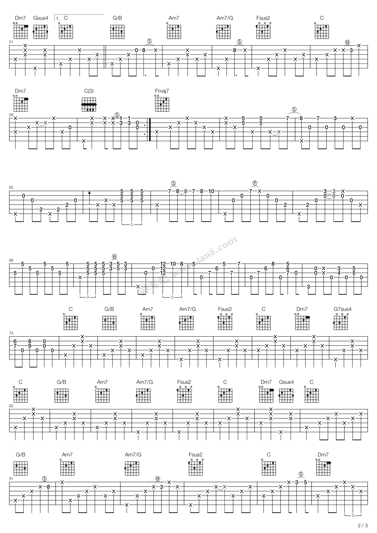 《忽然之间》吉他谱-C大调音乐网