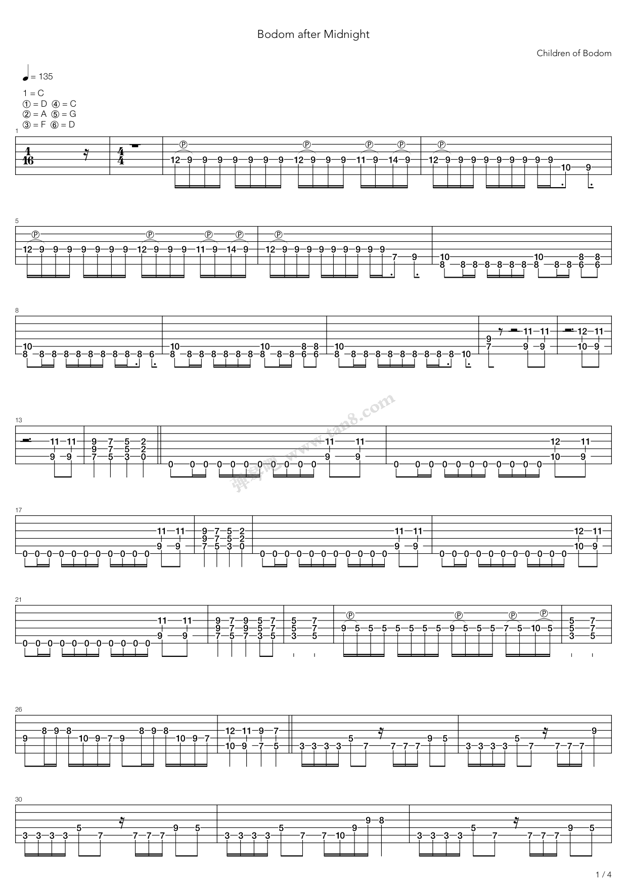 《Bodom After Midnight》吉他谱-C大调音乐网