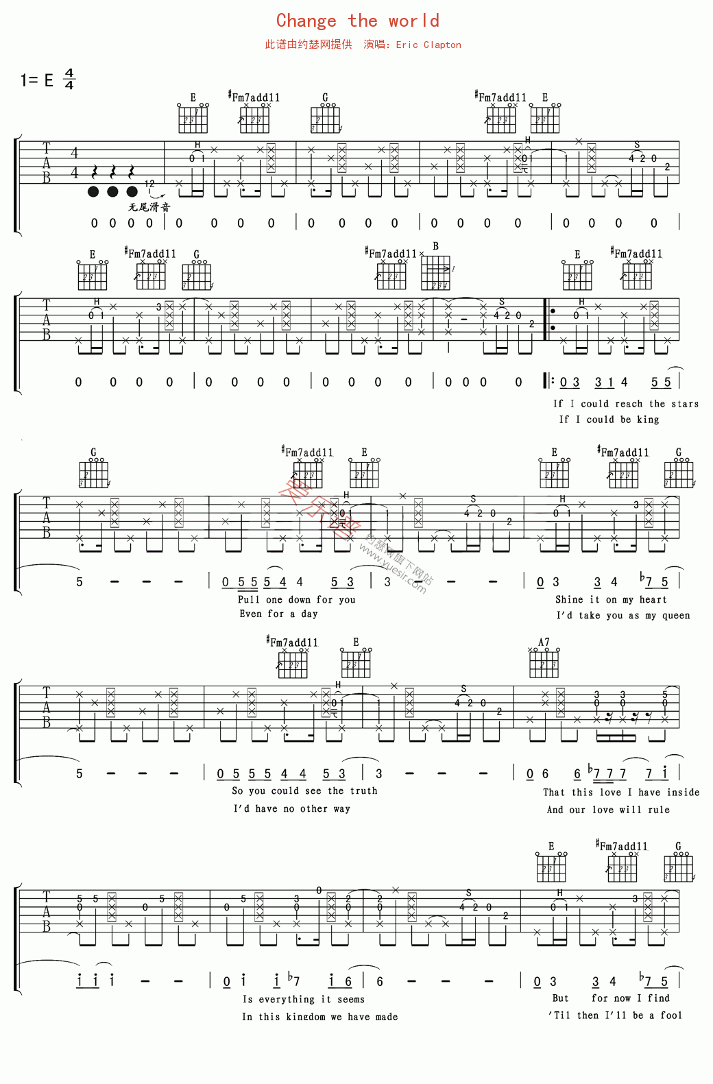 《Eric Clapton《Change the world》》吉他谱-C大调音乐网