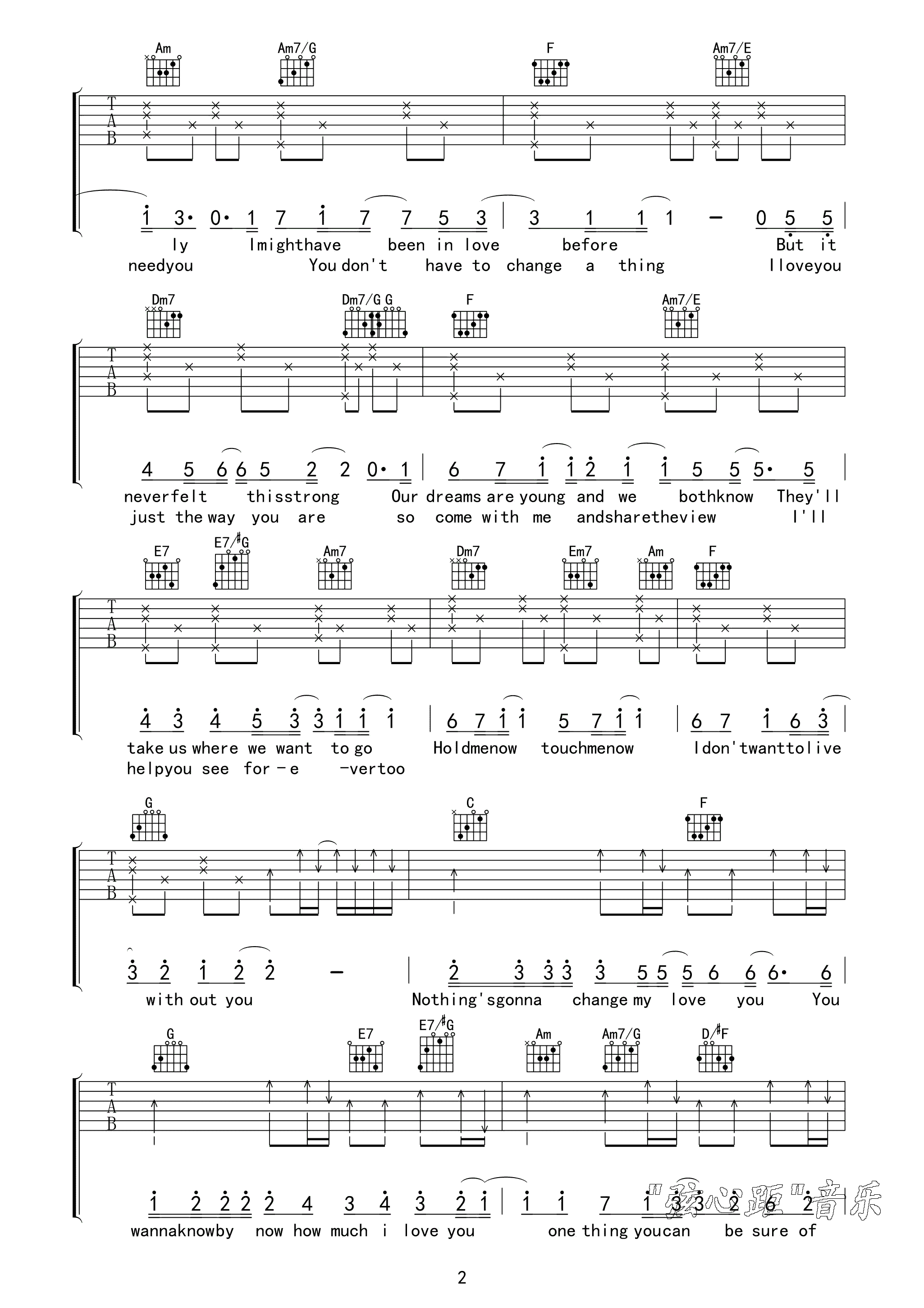 《方大同 nothings gonna change my love for you》吉他谱-C大调音乐网