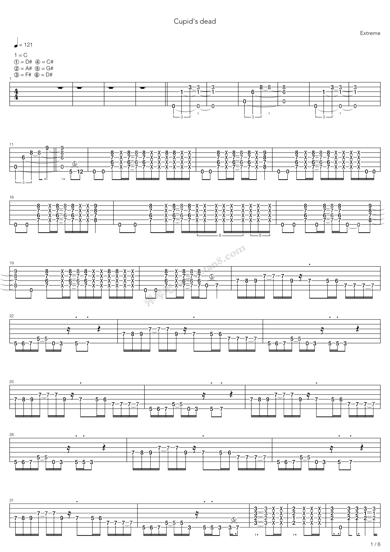 《Cupids Dead》吉他谱-C大调音乐网