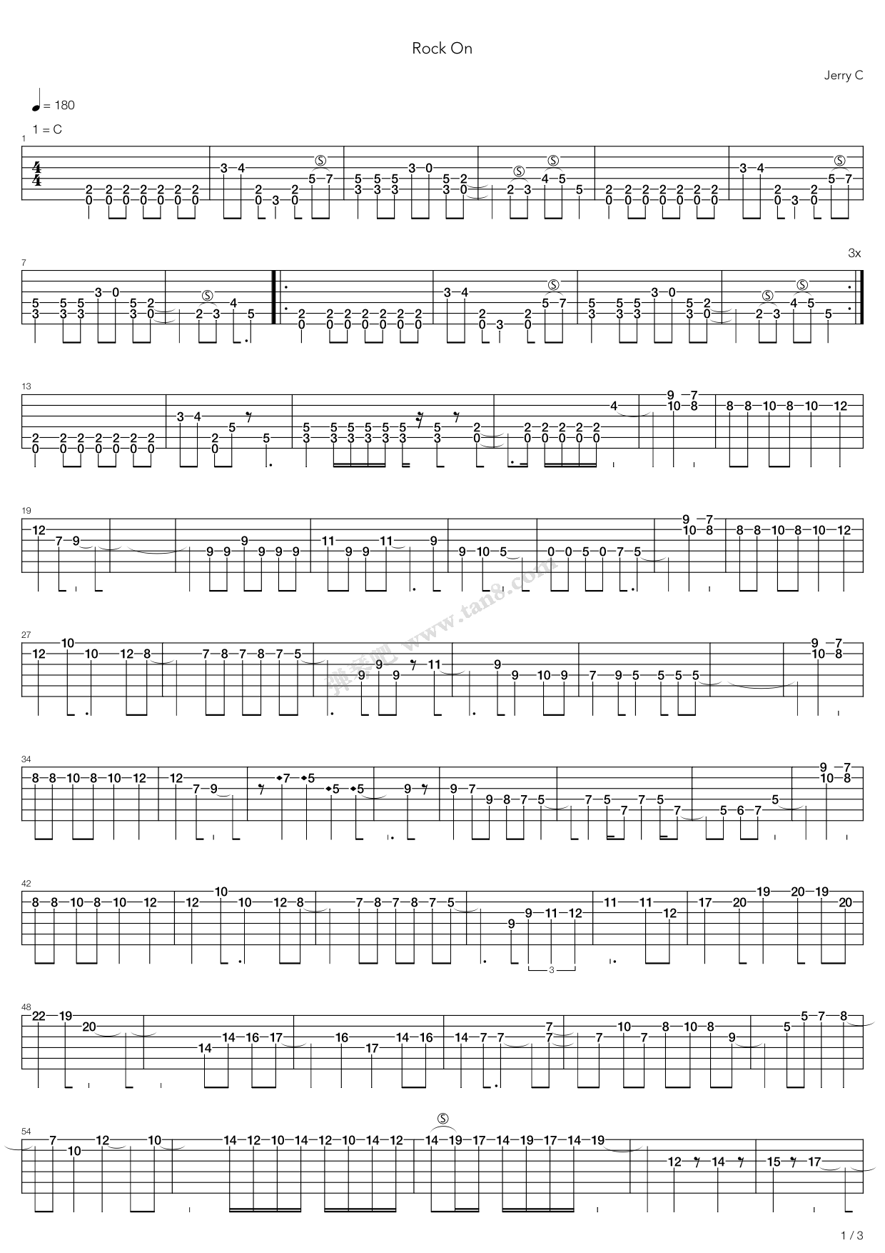 《Rock On》吉他谱-C大调音乐网