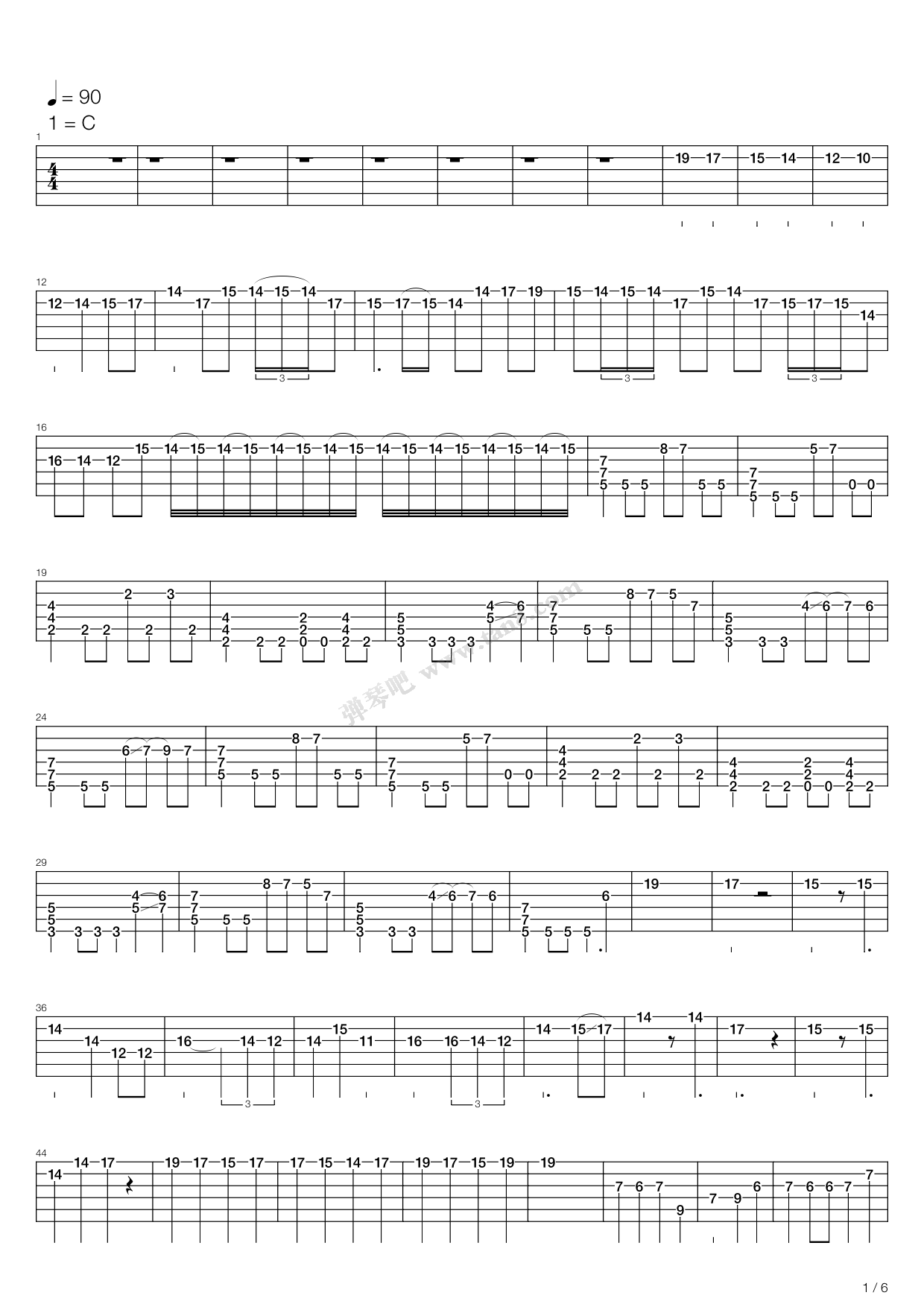 《卡农 摇滚版（Canon Rock）》吉他谱-C大调音乐网