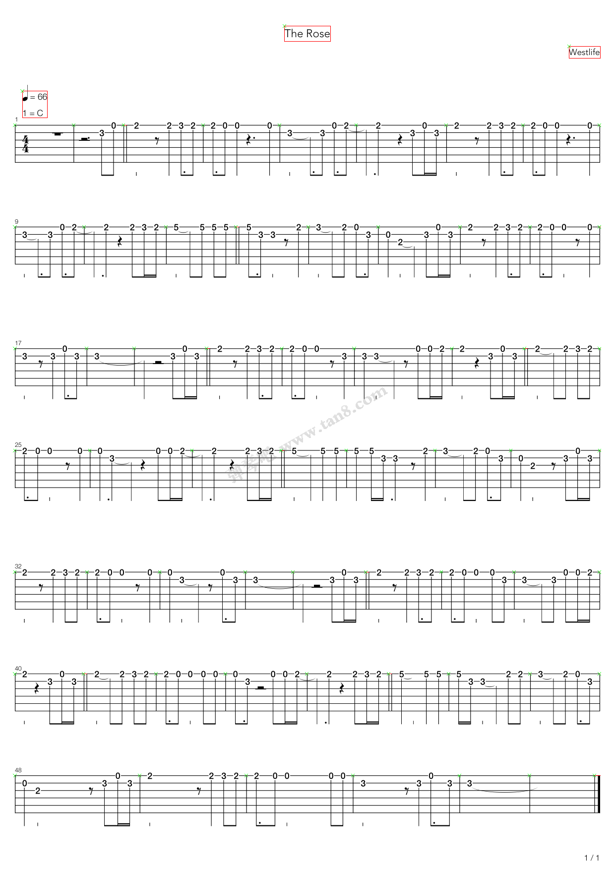 《Rose》吉他谱-C大调音乐网