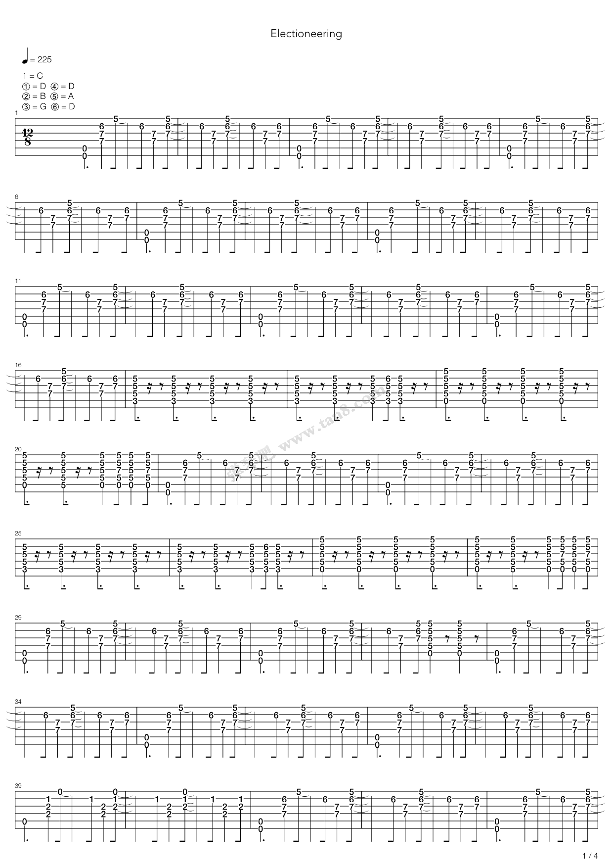 《Electioneering》吉他谱-C大调音乐网