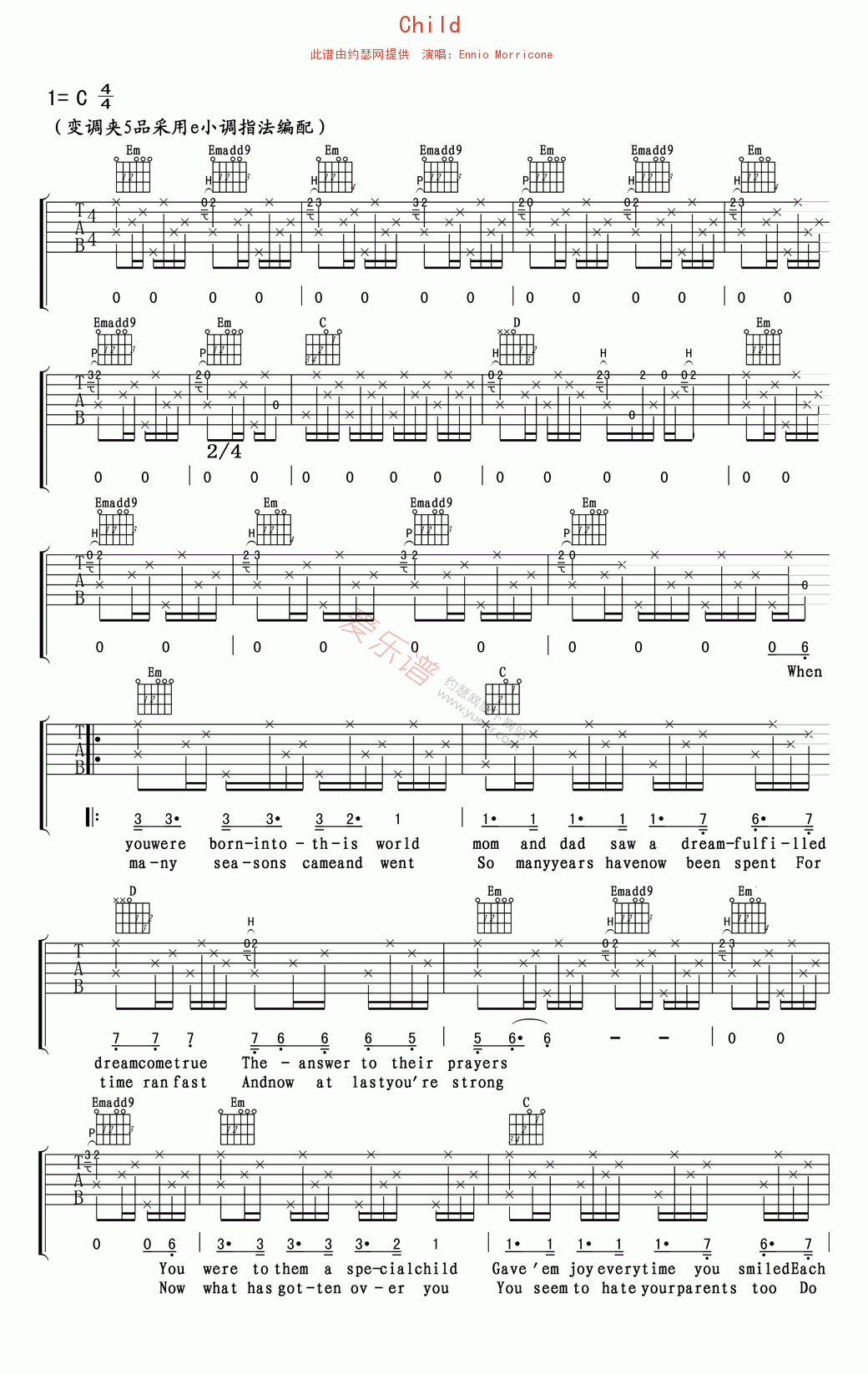 《Ennio Morricone《Child》》吉他谱-C大调音乐网