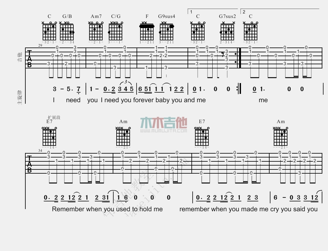 《I Love You》吉他谱-C大调音乐网