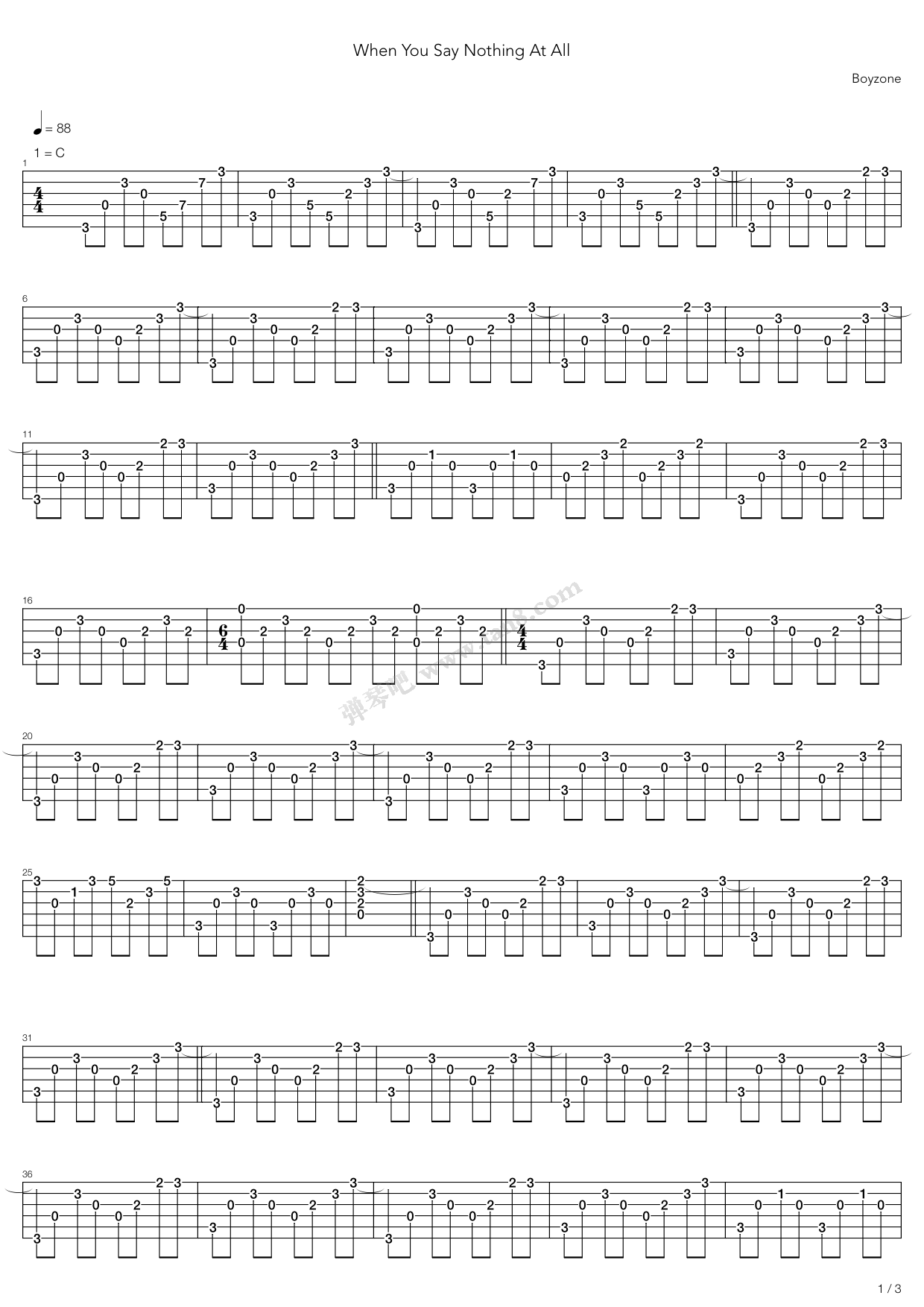 《When You Say Nothing At All》吉他谱-C大调音乐网