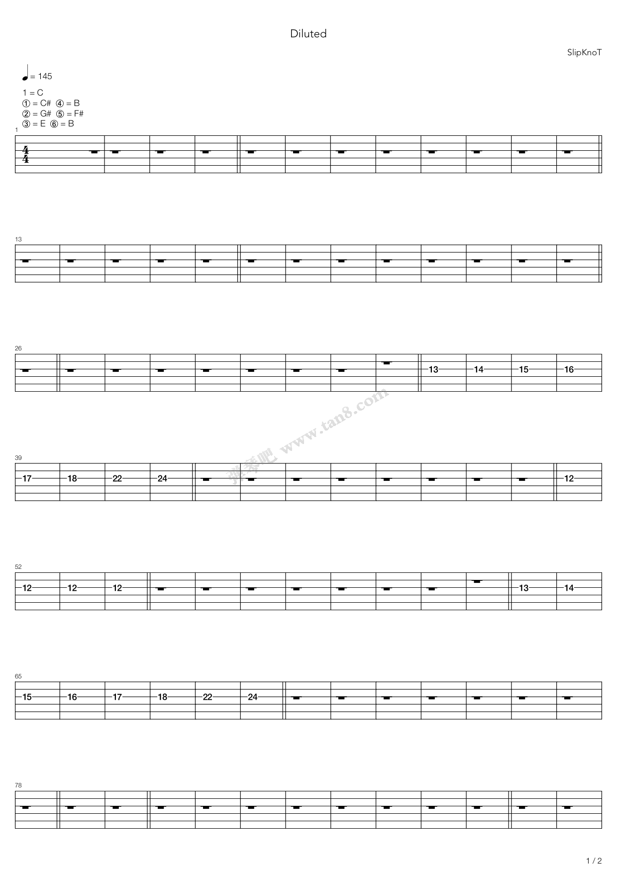 《Diluted》吉他谱-C大调音乐网