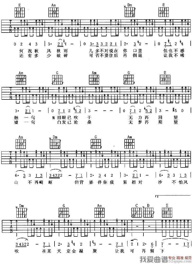 《岁月无声（Beyond 词曲）》吉他谱-C大调音乐网