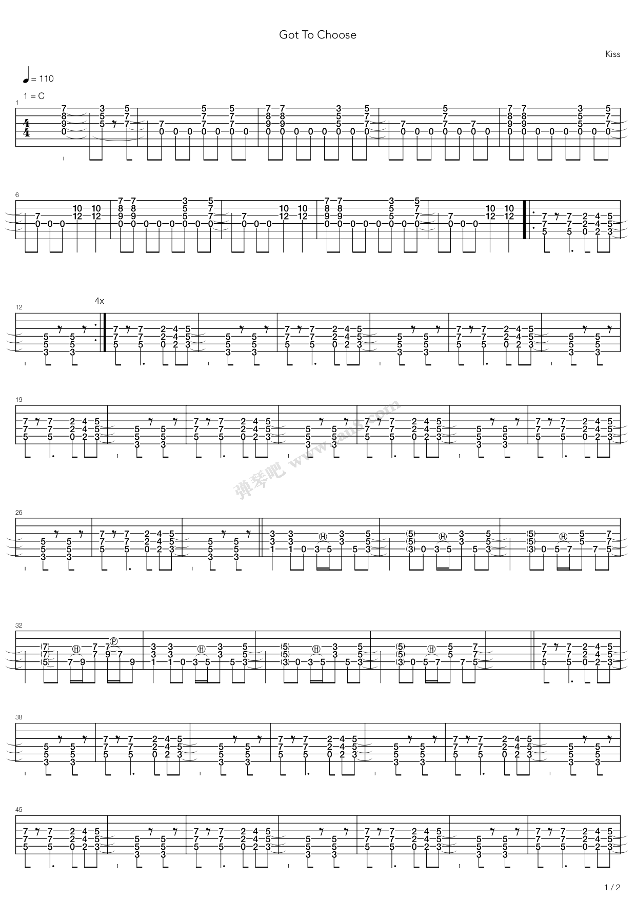 《Got To Choose》吉他谱-C大调音乐网