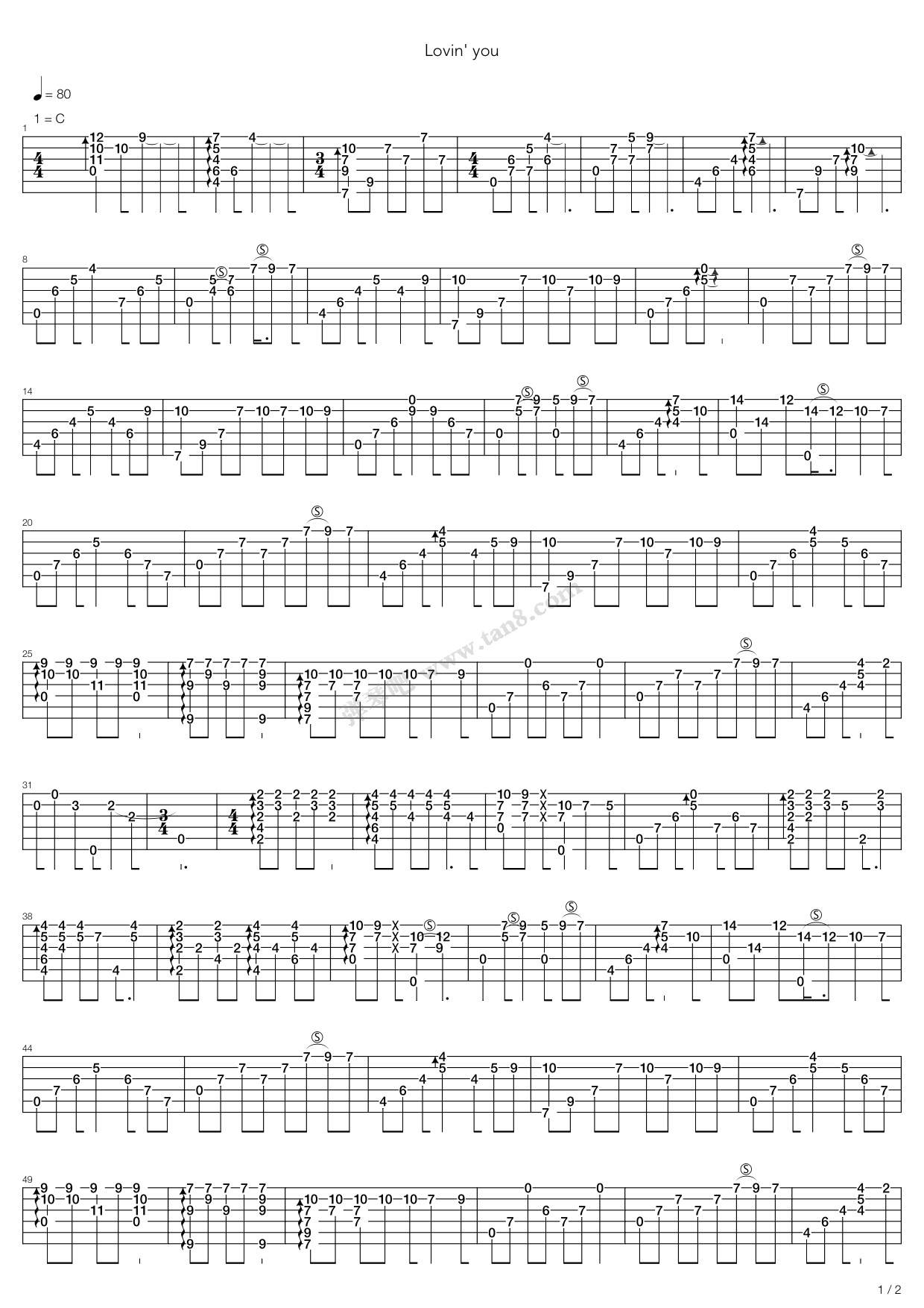 《Lovin' You》吉他谱-C大调音乐网