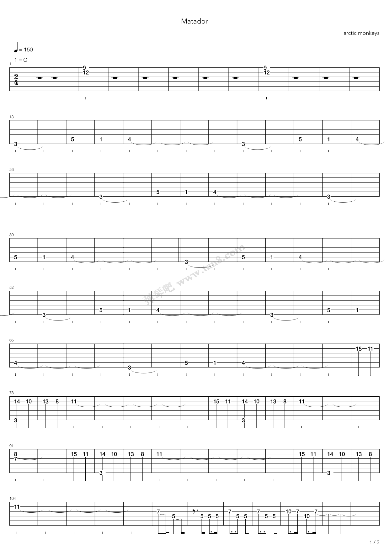 《Matador》吉他谱-C大调音乐网
