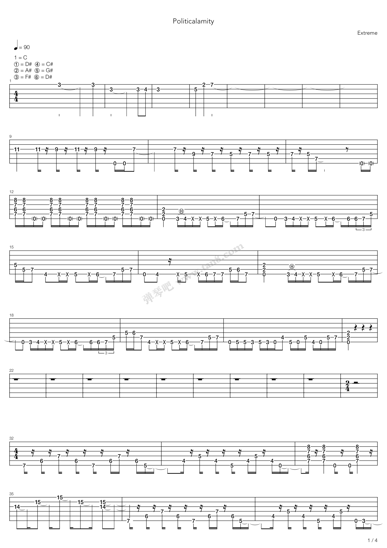 《Politicalamity》吉他谱-C大调音乐网