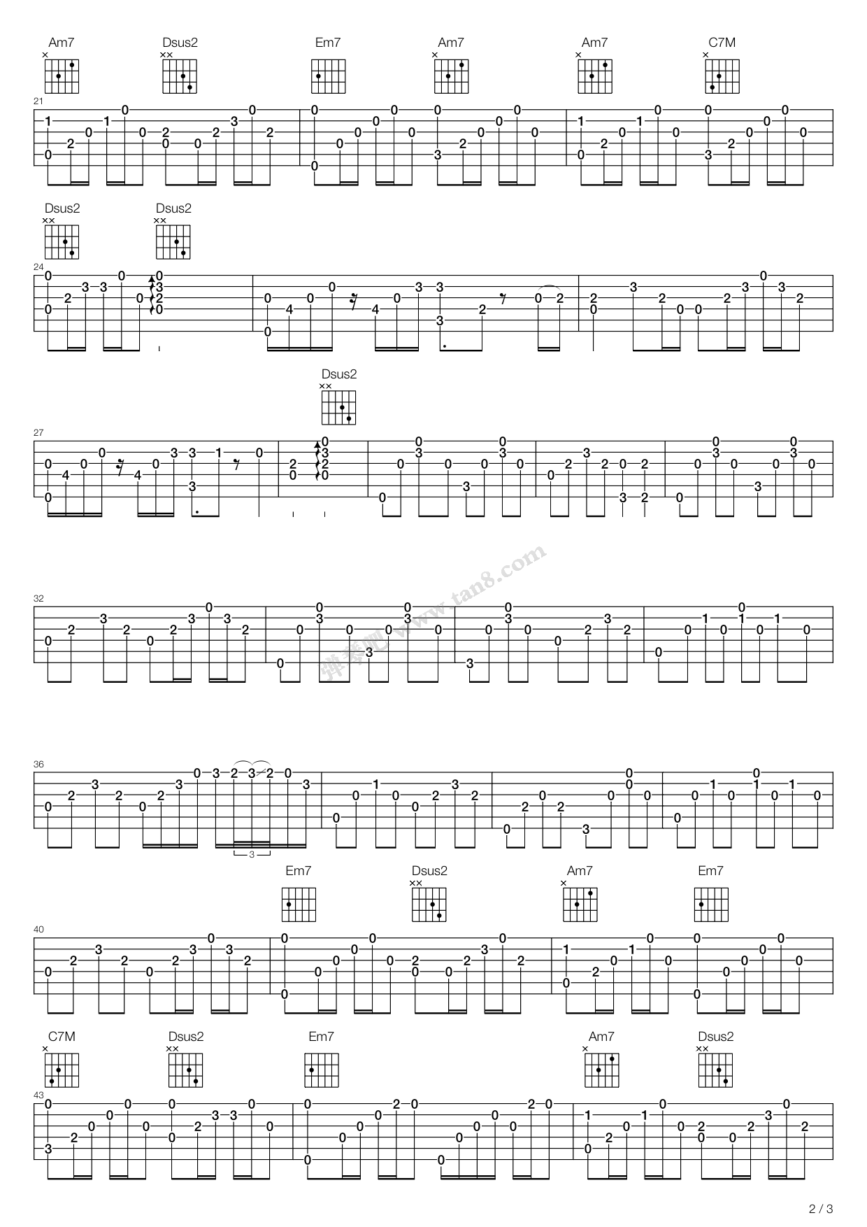 《偏爱》吉他谱-C大调音乐网