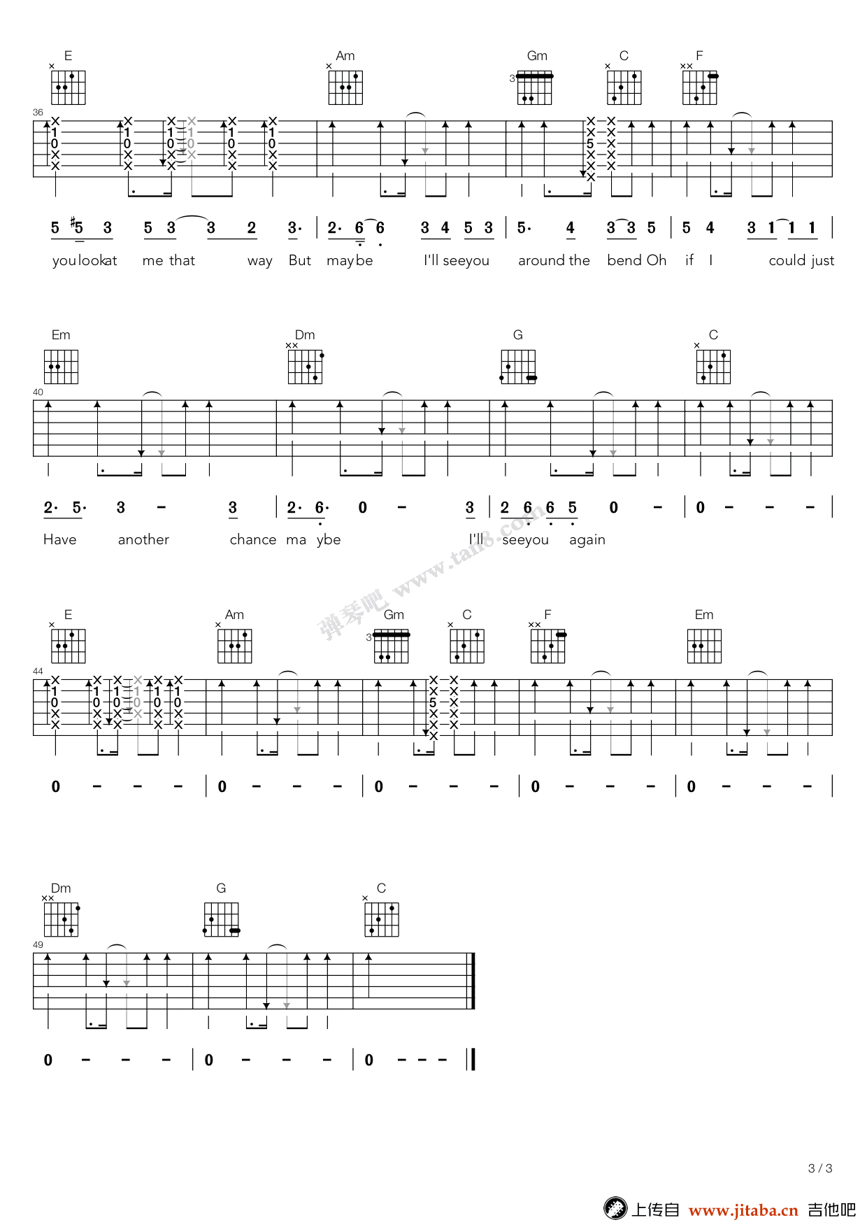 窦靖童《See you again》吉他谱_电影《声之形》推广曲_弹唱谱-C大调音乐网