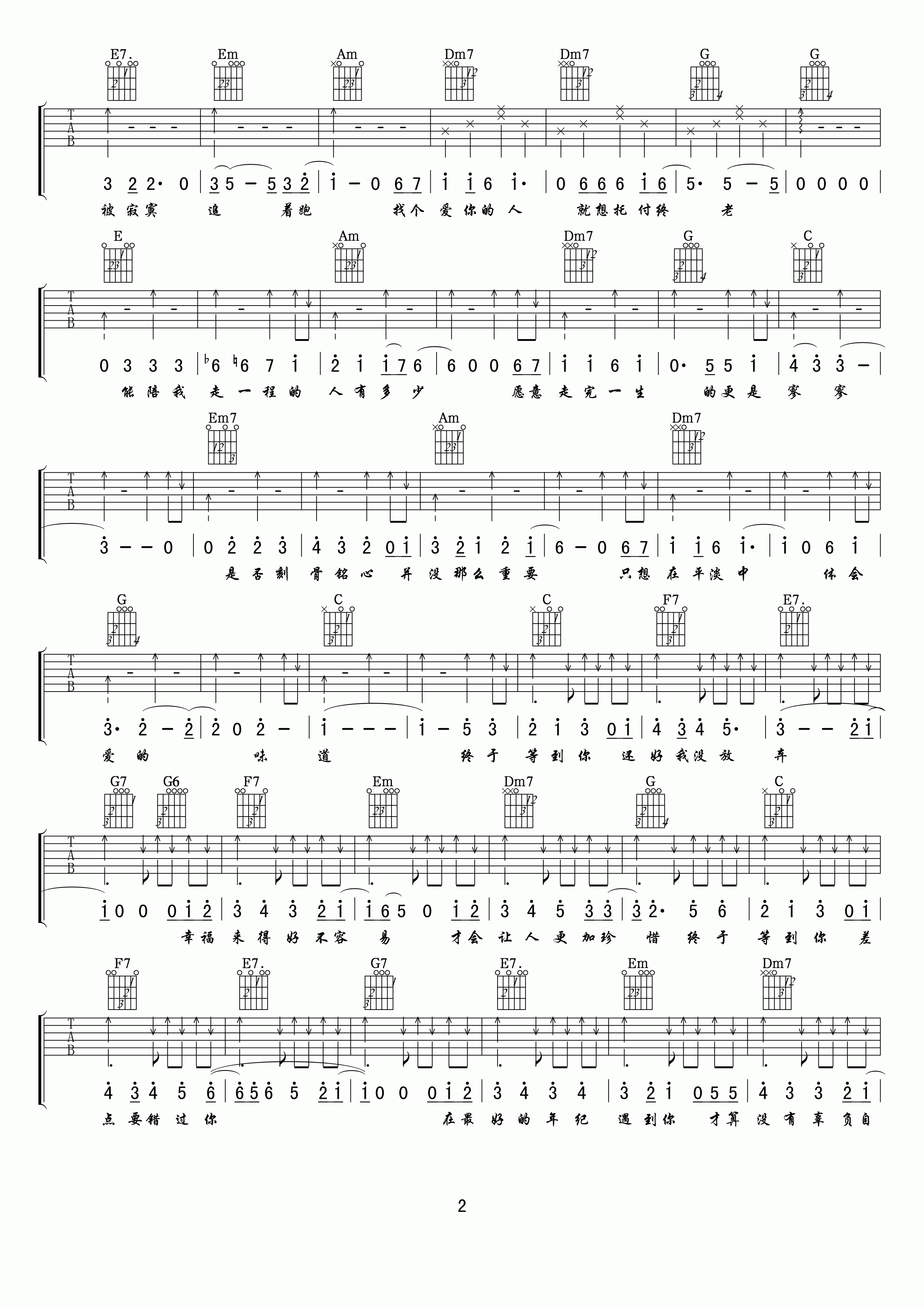 《张靓颖 终于等到你吉他谱 E调小叶歌编配版》吉他谱-C大调音乐网
