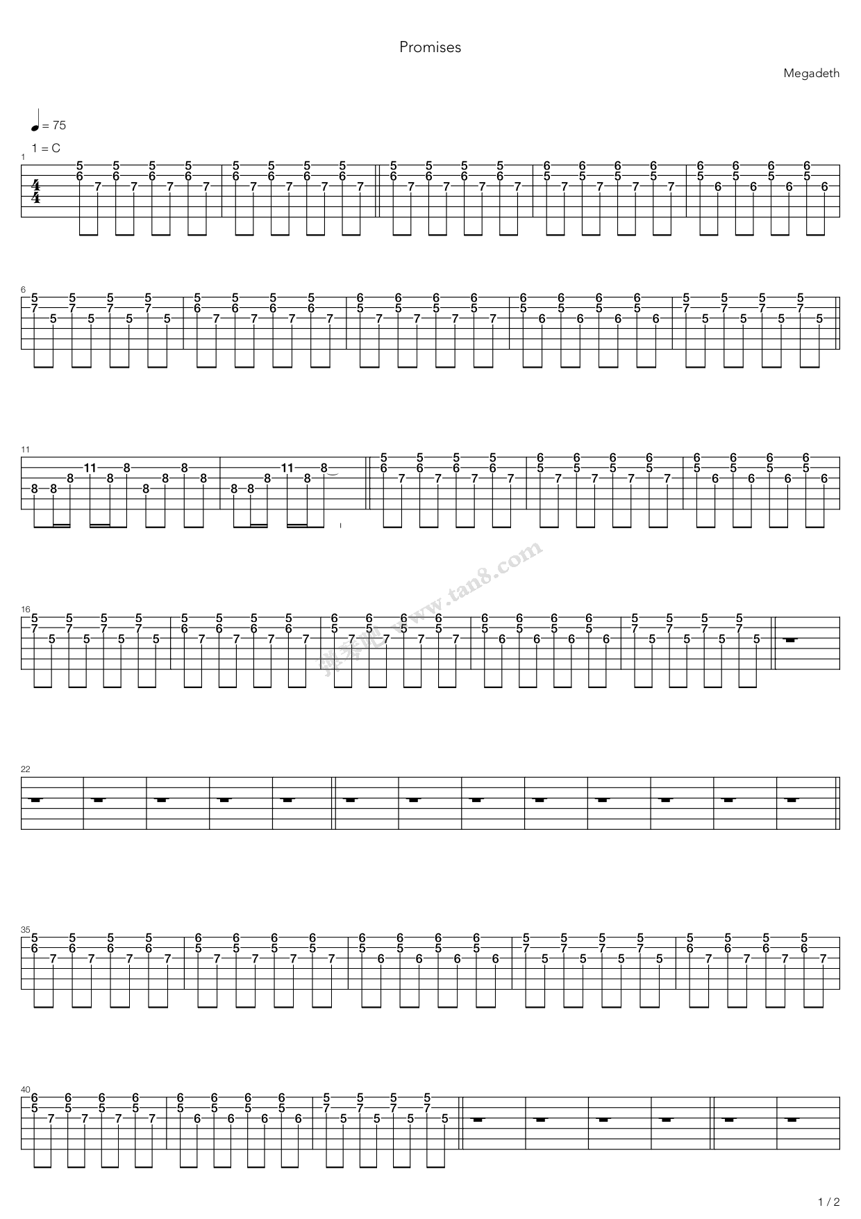 《Promises》吉他谱-C大调音乐网