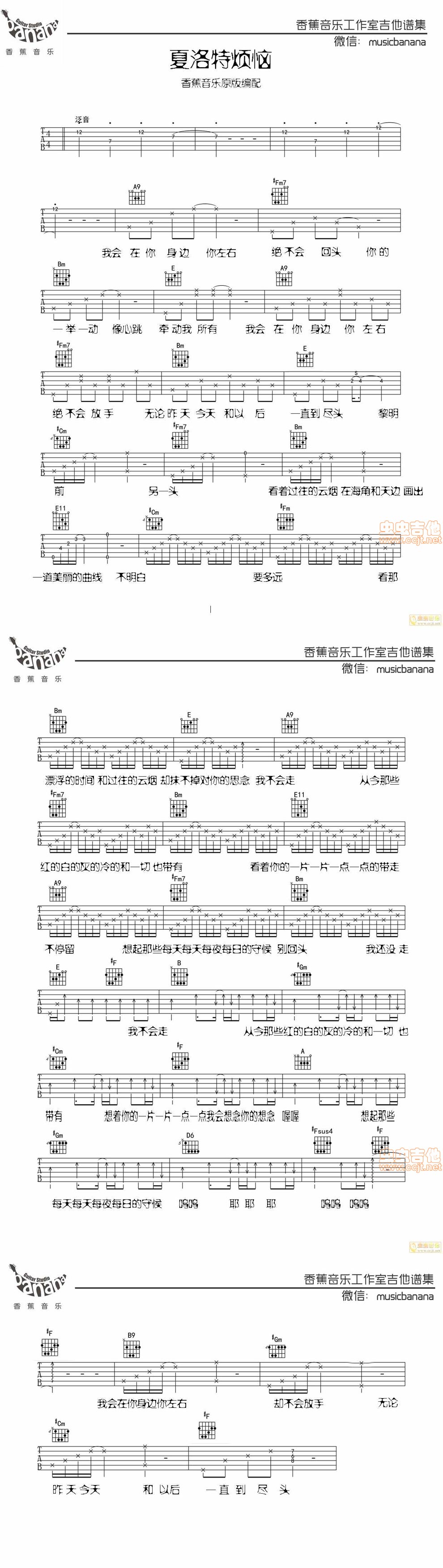 《夏洛特烦恼-金志文香蕉音乐原版编配吉他图谱》吉他谱-C大调音乐网