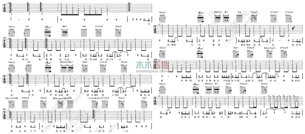 《想你的夜》吉他谱-C大调音乐网