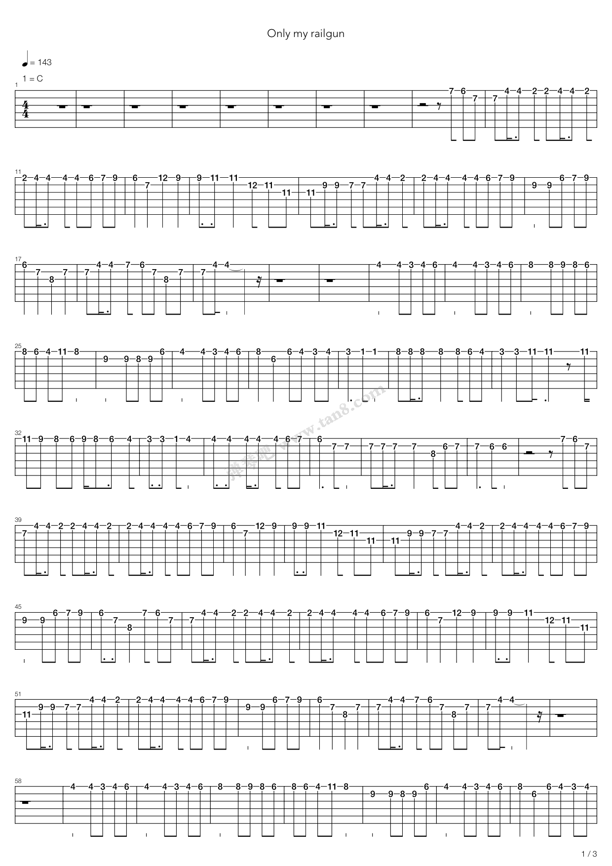 《某科学的超电磁炮 - only my railgun》吉他谱-C大调音乐网