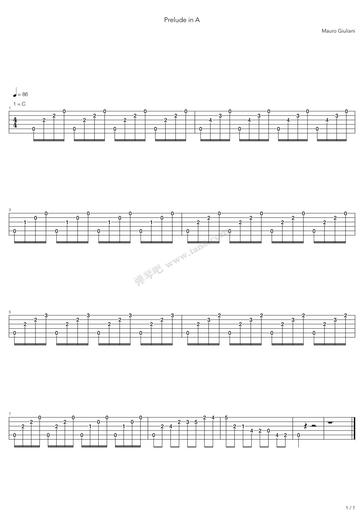 《Prelude》吉他谱-C大调音乐网