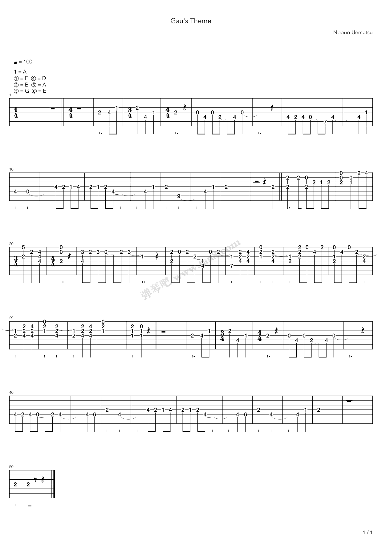 《最终幻想6 - Gau》吉他谱-C大调音乐网