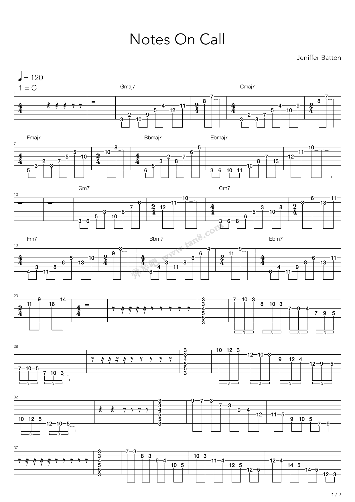 《点弦练习 - Eight Tapping Exercises》吉他谱-C大调音乐网