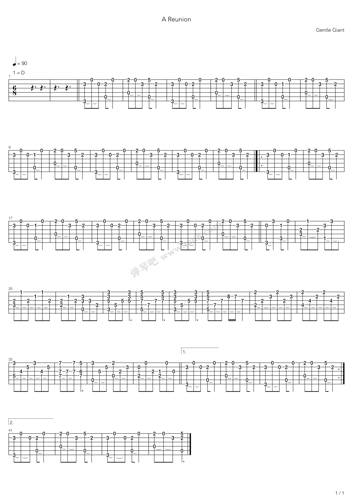 《A Reunion》吉他谱-C大调音乐网