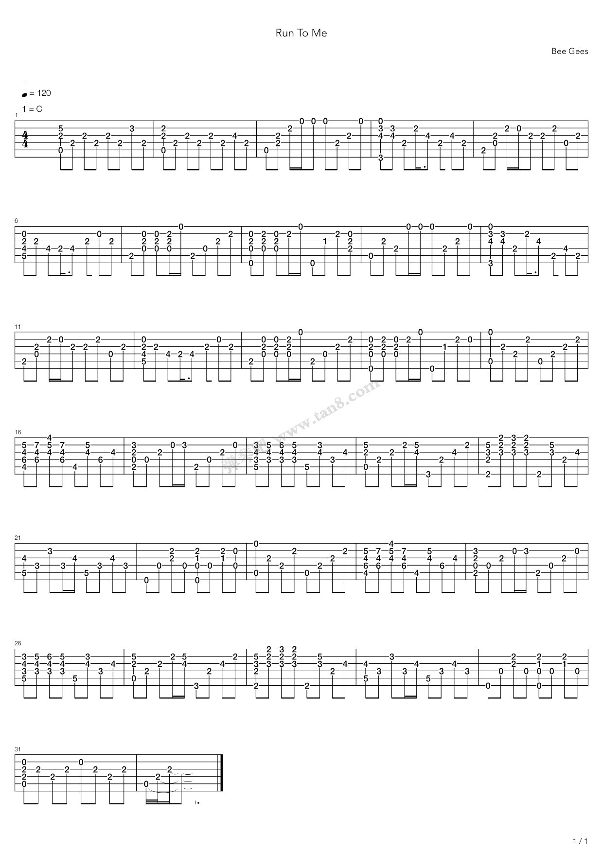 《Run To Me》吉他谱-C大调音乐网