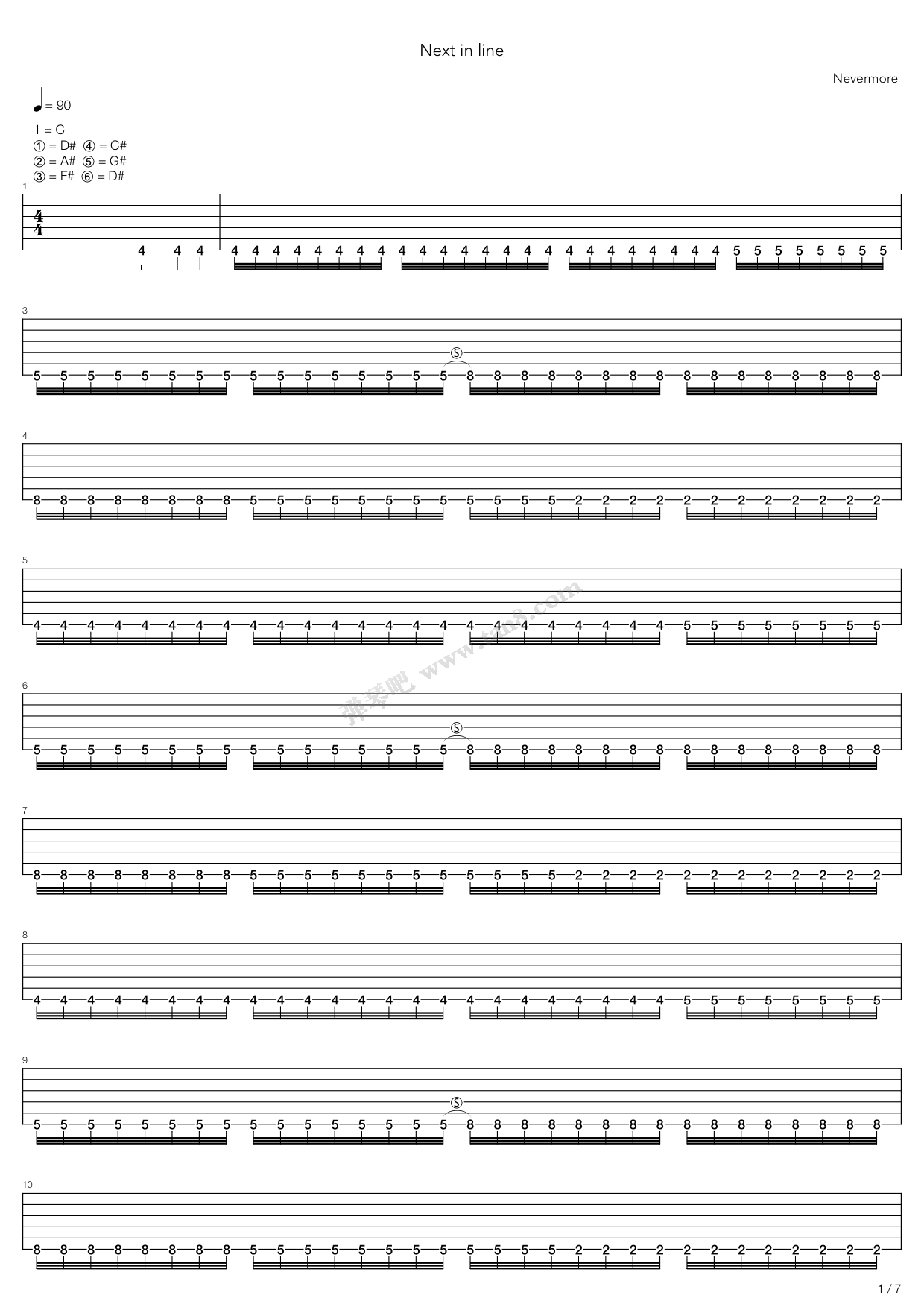 《Next In Line》吉他谱-C大调音乐网