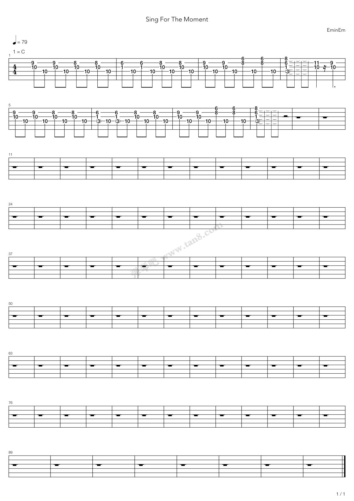 《Sing For The Moment》吉他谱-C大调音乐网