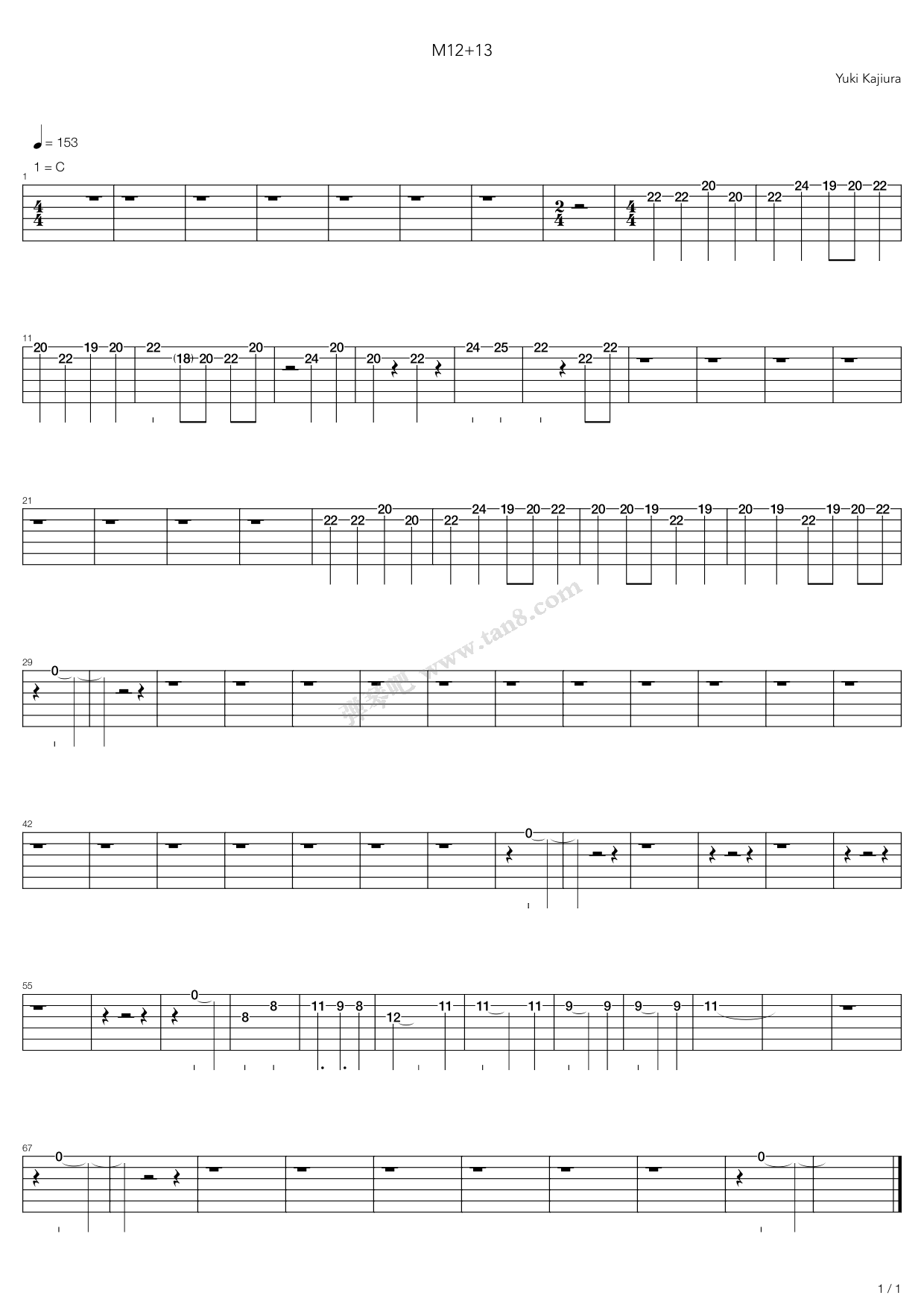 《M1213》吉他谱-C大调音乐网