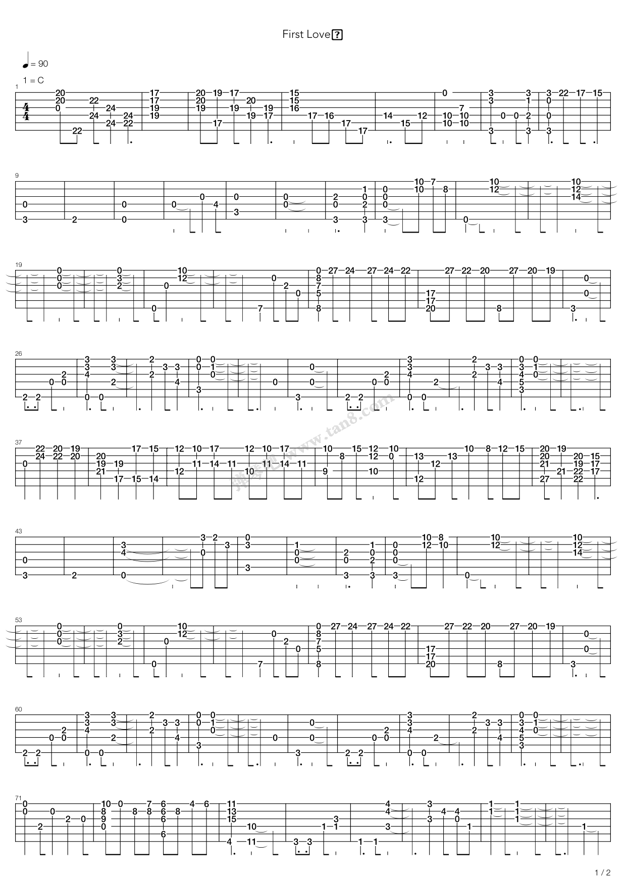 《First Love》吉他谱-C大调音乐网