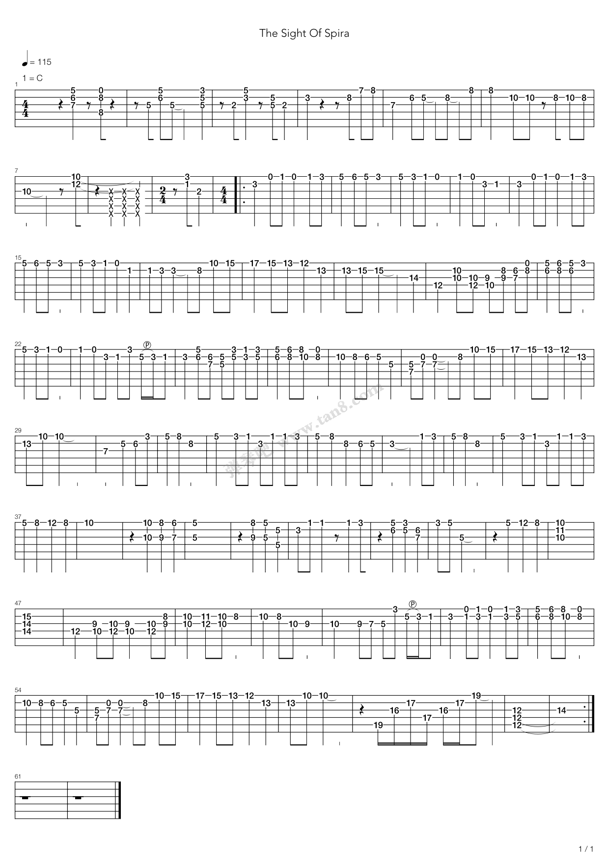 《最终幻想10 - The Sight Of Spira》吉他谱-C大调音乐网