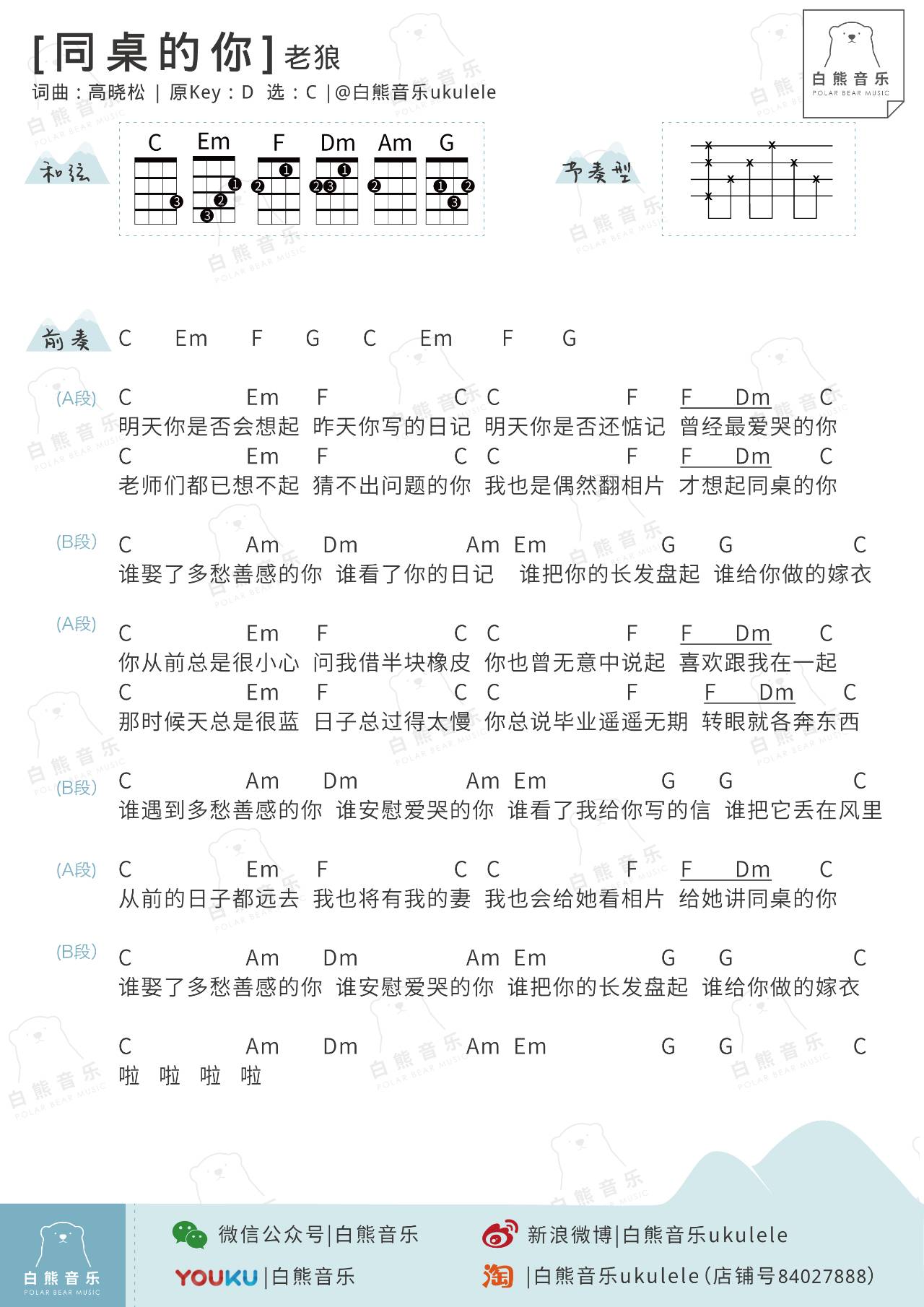 毕业了 精选ukulele曲谱集-C大调音乐网