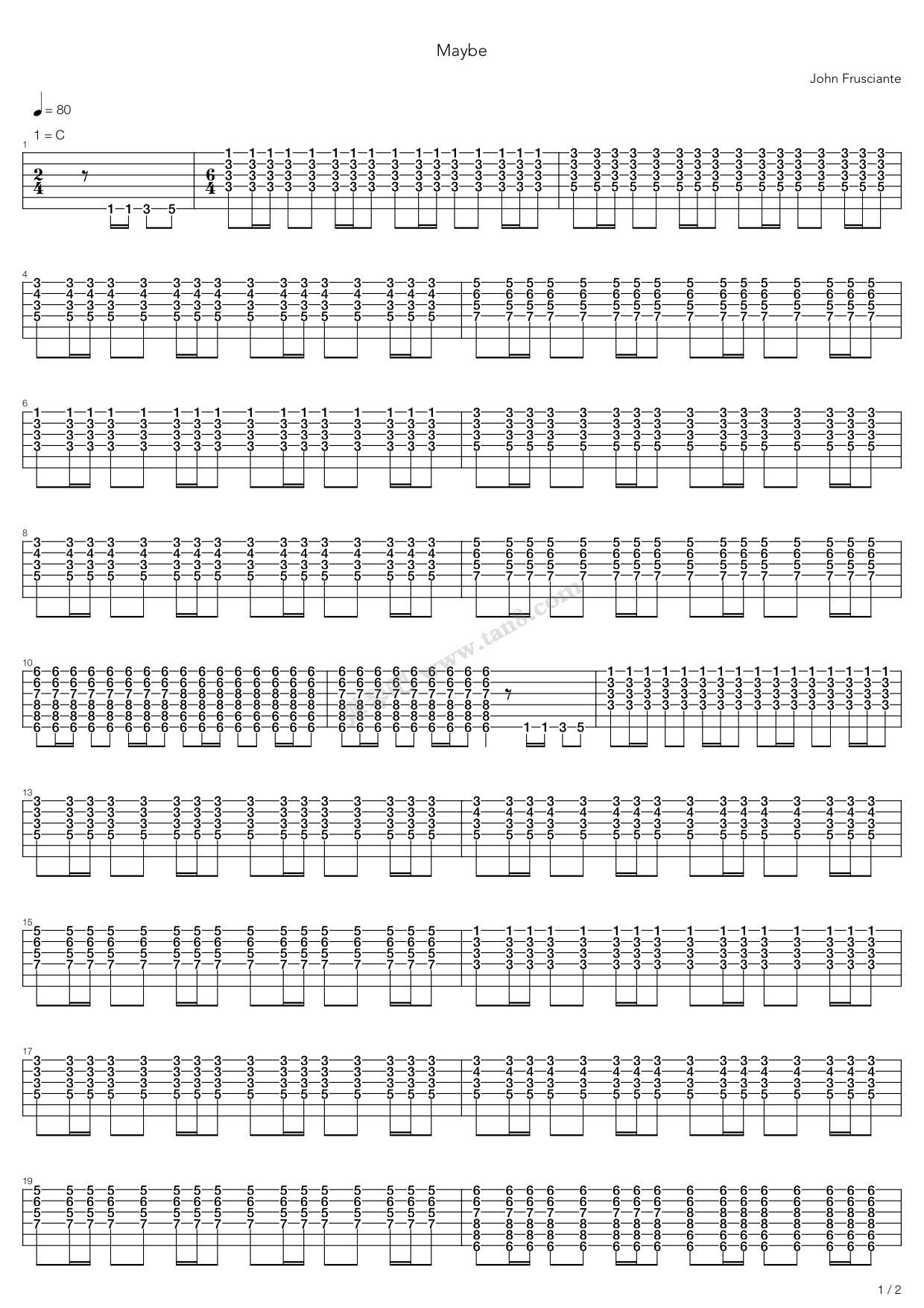 《Maybe》吉他谱-C大调音乐网