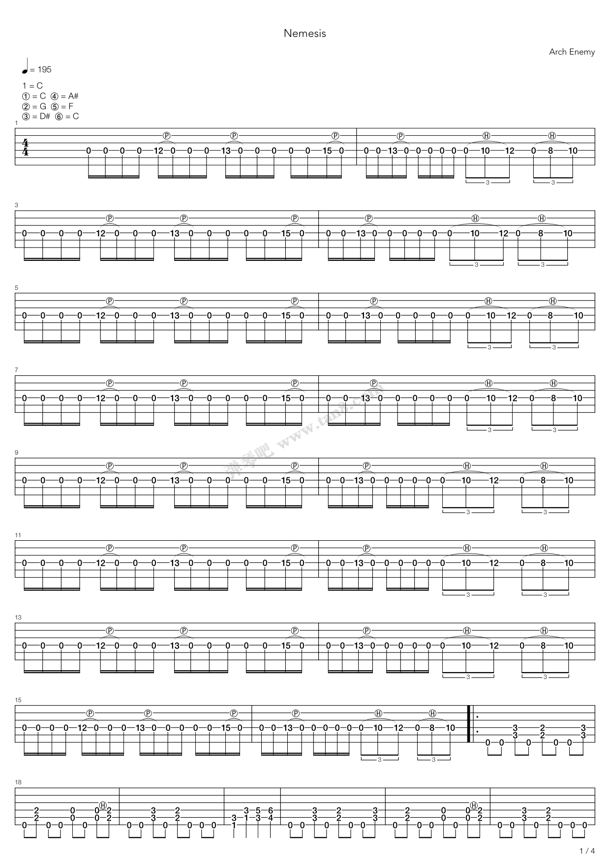 《Nemesis》吉他谱-C大调音乐网