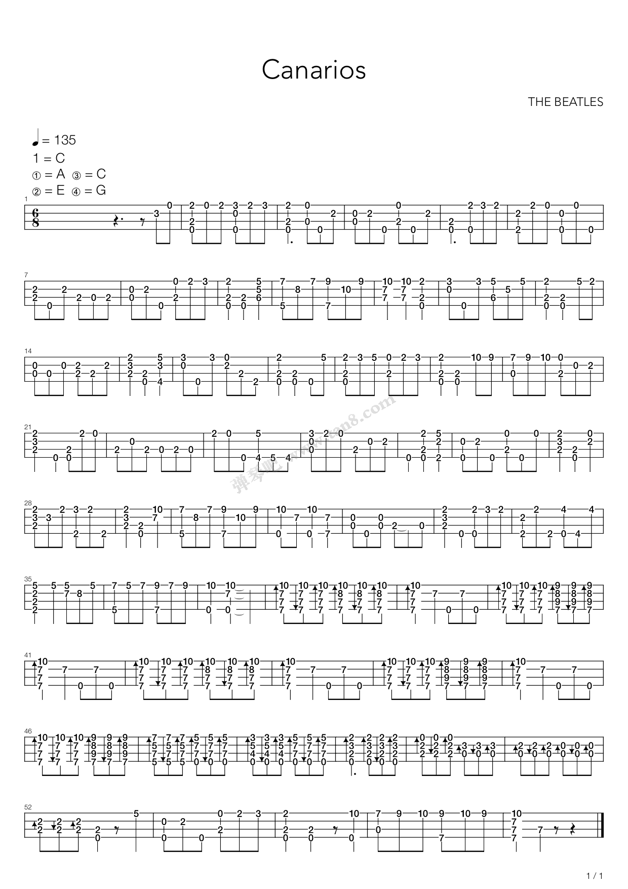 《CANARIOS》吉他谱-C大调音乐网